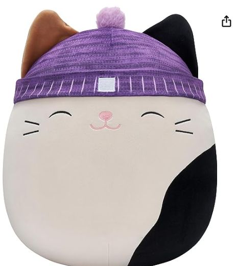 Cat Squishmallow, Calico Cat, Purple, White, Black