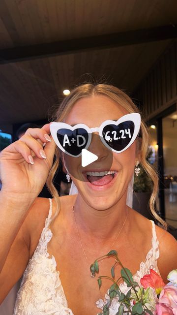 Kelsee ♡ Colorado Based Wedding Content Creator on Instagram: "party glasses: on 🕶️🪩🥂💃🏼 Bride: @daniellejanzen2 Venue: @bonnieblueseventvenue Day of Coordinator: @lovelythirteenevents Catering: @rockymountaincatering Beverage: @peakbev Dessert: @thedessertstand Florist: @wildwheatflorals Photographer: @rachelcasephotography Videographer: @klasseyproductions DJ: @thentertainme Dog Attendant: @woofpeaks Rentals: @copartyrentals Photobooth: @frontrangephoto Hair: @_dolledupbydarien_ Makeup: @carlydaymakeup" Sunglasses For Wedding Reception, Reception Sunglasses, Fun Wedding Sunglasses, Heart Sunglasses Wedding Photos, Wedding Heart Sunglasses, Wedding Photobooth Ideas, Day Of Coordinator, Wedding Content, Party Glasses