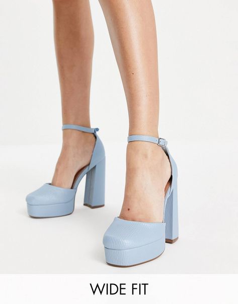 Blue Platform Shoes, Light Blue Heels, Blue Platform Heels, Elegant Shoes Heels, Fancy Heels, Trending Heels, Punk Shoes, Mary Jane Shoes Flat, Black Platform Heels