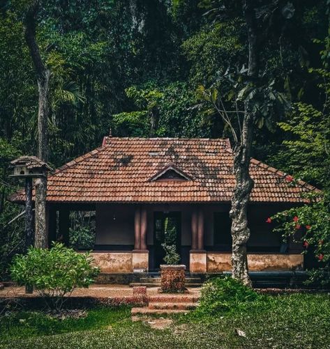 House Design For Village, Indian Farmhouse, Indian Countryside, Matt Painting, Project Happiness, Kerala Traditional House, Resort Ideas, Kerala Architecture, Nostalgic Childhood