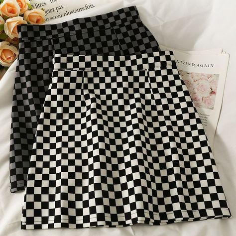 Casual Kawaii, Checkered Skirt, Princess Skirt, Tennis Skort, Free Socks, A Line Skirt, Over 40, A Line Skirts, Cotton Linen