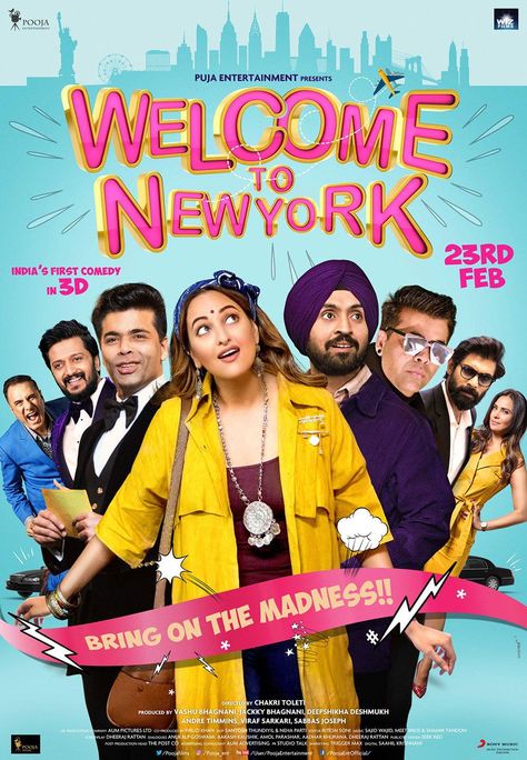 Sanju Movie, New York Movie, Bollywood Movie Posters, Love Bollywood, Punjabi Movies, Vampire Weekend, Welcome To New York, Diljit Dosanjh, Watch Free Movies