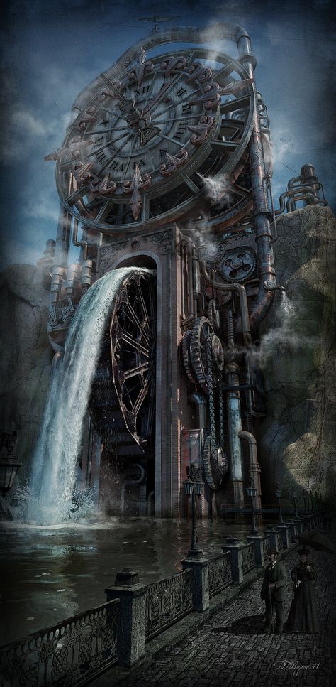 The Time Machine on Behance Futurisme Retro, Art Steampunk, Diesel Punk, The Time Machine, Have Inspiration, Fantasy Places, Steampunk Art, Digital Art Illustration, Arte Fantasy