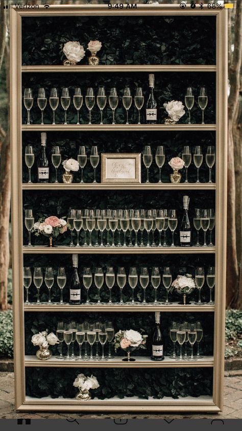 Champagne Wall Ideas, Diy Champagne Wall, Champagne Walls, Party Rental Ideas, Champagne Balloons, French Country Wedding, Champagne Wall, Floral Archway, Wedding Favor Table