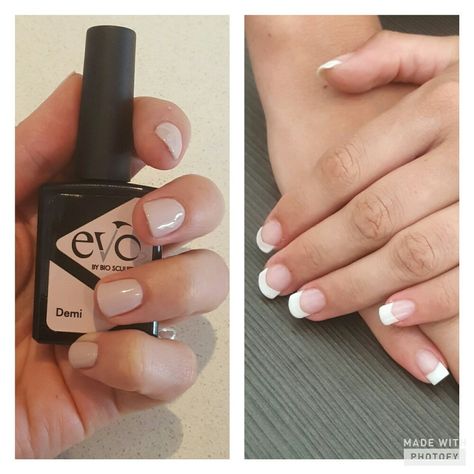 left) evo2gel by Biosculpture in the shade Demi  right) perfect Biosculpture French set created by Nails by Dani Evo Gel Nails, The Shade, Gel Polish, Gel Nails, Nail Polish, Created By, Nails, Beauty, Quick Saves