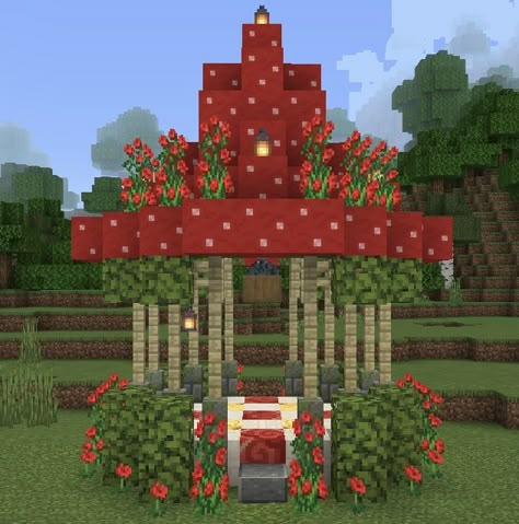 Cute Minecraft Ideas Outside, Fairy Minecraft Builds No Mods, Minecraft Mushroom Enchantment Room, Mushroom World Minecraft, Cottagecore Mushroom Minecraft Builds, Mushroom House Minecraft Easy, Fairy Theme Minecraft Builds, Giant Flower Minecraft Build, Cottagecore Minecraft Decor