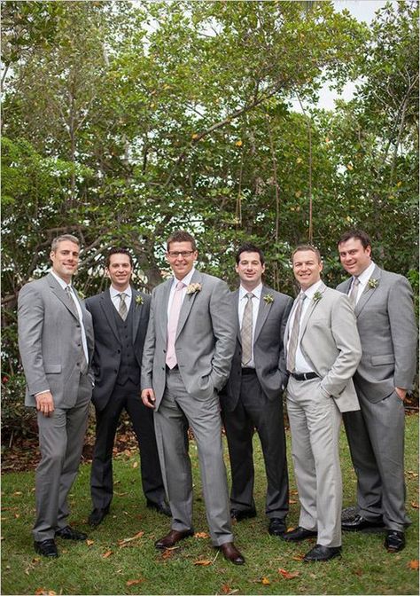 35 Great Groomsmen looks you'll love and be swooning over for your handsome groom. Get inspired for your hubs attire here. Destination Wedding Groomsmen, Mismatched Groomsmen, Gray Groomsmen Suits, Groomsmen Photography, Groomsmen Grey, Groomsmen Looks, Groom And Groomsmen Attire, Handsome Groom, Wedding Groomsmen