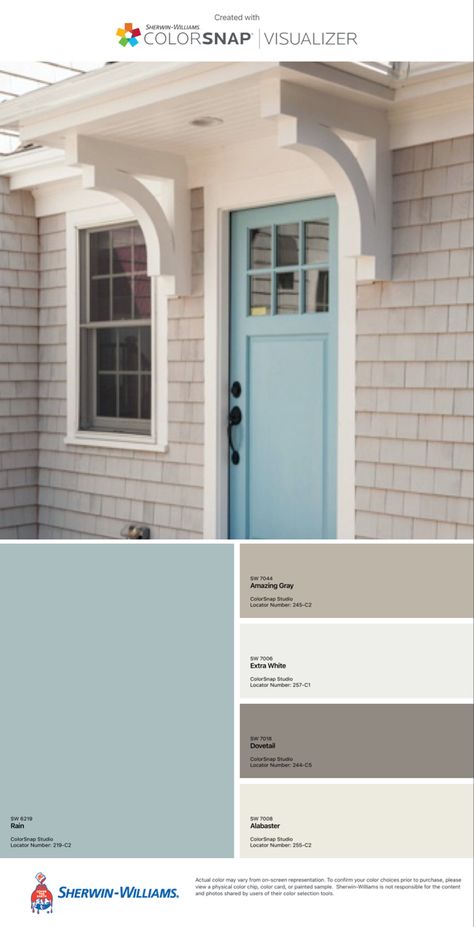 Outdoor House Trim Colors, House Colors Exterior Coastal, Small Cottage Paint Exterior, Coastal Paint Colors Exterior, Coastal Outside House Colors, Coastal Exterior Color Palette, Beach Color Houses Exterior, Coastal Cottage House Exterior, Florida Beach House Exterior Colors