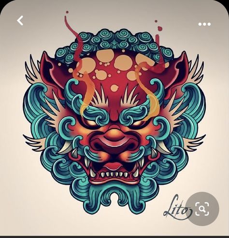 Fu Dog Tattoo Design, Komainu Tattoo, Fu Dog Tattoo, Dog Tattoo Design, Tattoo Fixers, Japanese Foo Dog, Foo Dog Tattoo Design, Karp Koi, Foo Dog Tattoo