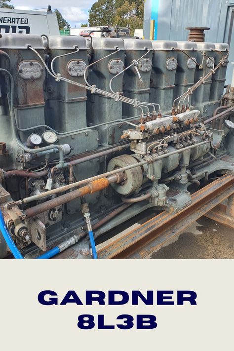 The Gardner 8L3B develops 230 bhp (171.51kW) at 1150 rpm and has a swept volume of 1,473 cu ins (24.138 litres). L. Gardner and Sons Ltd was a British builder of diesel engines for stationary, marine, road and rail applications. The company was founded in Hulme, Manchester, England in 1868. Hulme Manchester, Video Motor, Stationary Engines, Aesthetic Bike, Marine Diesel Engine, River Monsters, Motor Generator, Marine Engineering, Mechanical Art