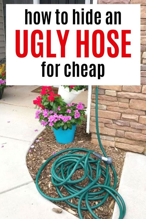 Diy Water Hose Holder Ideas, Hose Pot Diy, Water Hose Holder Diy, Garden Hose Holder Ideas, Water Hose Holder Ideas, Garden Hose Holder Diy Ideas, Flower Pot Tower, Hose Pot, Hanging Garden Ideas