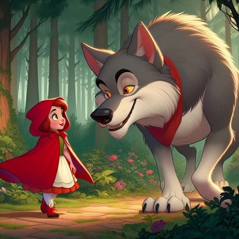 Little Red Riding Hood 👒🐺 – HushVerse 3 Pigs, Red Riding Hood Story, Lion And The Mouse, Princess Stories, Kids Bedtime, Paint Canvas, Three Little Pigs, Hooded Cloak, Red Cap