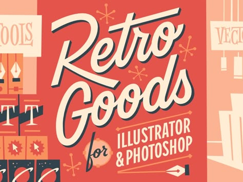 Mid-century lettering and illustration for the fine folks at Retro Mart. Midcentury Font, Vintage Logo Design Retro, Retro Design Graphic, Retro Design Poster, Old Fashioned Fonts, Vintage Design Style, Retro Branding, Retro Signage, Retro Type