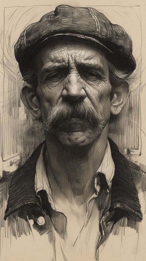 Transform into art: Men's portrait drawings that capture more than just a face. Click to explore!#portraitdrawings #artinspiration #pencildrawings #realisticart Old Man Pencil Drawing, Old Man Portrait Sketch, Hyper Realistic Drawings Black And White Portraits, Grayscale Portrait Painting, Easy Portrait Drawing, Old Master Portrait Drawing, Old Man Face, Realistic Sketch, Pencil Portrait Drawing