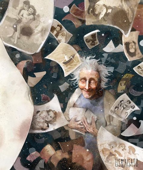 Artist Lisa Aisato Meaningful Paintings, Art Mignon, Book Illustration Art, William Turner, Meaningful Art, Surrealism Painting, Old Woman, Art Et Illustration, Love Illustration