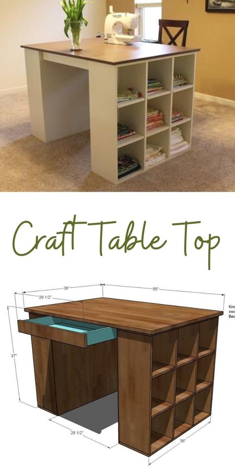 U Shaped Workstation, Dining Table To Craft Table, Diy Large Craft Table, Tall Craft Table, Project Table Ideas, Drop Leaf Craft Table, Craft And Sewing Room Ideas, Diy Craft Table On A Budget, Craft Room Organization Table