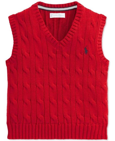 Ralph Lauren Vest, Family Pajamas, Kids Sweater, Knit Cotton, Cotton Sweater, Sweater Vest, Boy's Clothing, Cable Knit