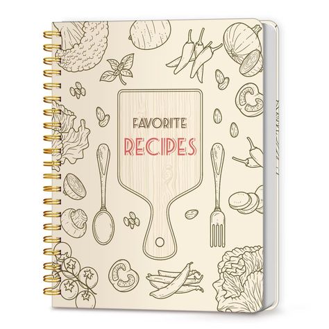 Organizing Your Family Recipes - 8.5" x 11" spiral recipe notebook containing 140 blank letter size pages, perfect for writing down your own recipes and organizing them in place. Make Your Own Cookbook - 8.5" x 11" spiral recipe book containing 120 blank letter size pages, comes with 1 sheet of colorful stickers for categories, perfect for writing down your own recipes and organizing them in place. Practical Design - 4 pages of conversion charts will show you everything you'll ever need to know in kitchen. The content tables will help organize your personal favorite recipes. A back pocket is designed for loose items. Premium Quality - Made of premium 100gsm paper, this blank recipe notebook can effectively reduces ink through. The attractive and waterproof hardcover can prevent your favori Notebook Journal Ideas, Recipe Book Journal, Diy Recipe Book, Make Your Own Cookbook, Book Vase, Book Design Ideas, Recipe Book Design, Diy Cookbook, Recipe Notebook