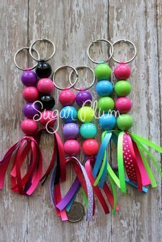 Family Design, Beaded Keychain, Homemade Holiday, Bubblegum Beads, Chunky Beads, Gifts Under 10, Bag Charms, Gift Art, Diy Keychain