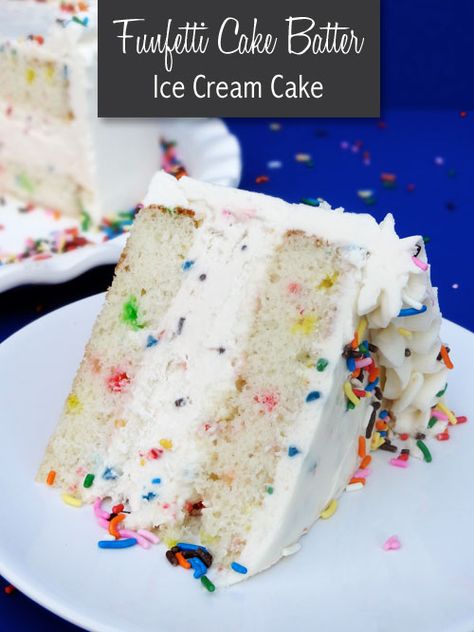 Brownie Layer Cake, Cake With Rainbow, Cake Batter Ice Cream, Cake Batter Cookies, Funfetti Cake Mix, Ice Cream Cake Recipe, Brownie Desserts, Funfetti Cake, Oreo Dessert