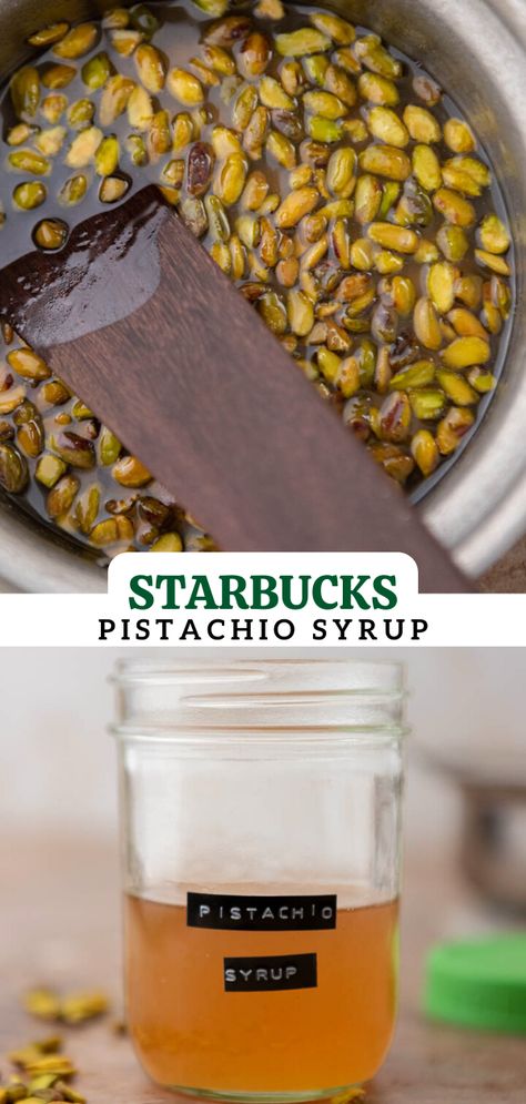 Pistachio Syrup Coffee, Pistachio Coffee Syrup, Pistachio Creamer Recipe, Pistachio Simple Syrup, Pistachio Latte, Pistachio Syrup Recipe, Pistachio Drink, Pistachio Coffee, Pistachio Syrup