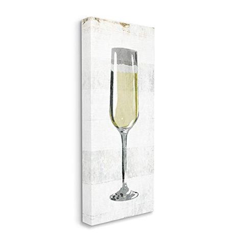 Stupell Industries Champagne Flute Rustic Kitchen Distressed Stripes, Design by Milli Villa Canvas Wall Art, 13 x 30, Multi-Color Stretched Canvas Wall Art, Wall Art Plaques, Lithograph Print, Stupell Industries, White Home Decor, Rustic Kitchen, Champagne Flute, Wall Art Painting, Red Barrel Studio