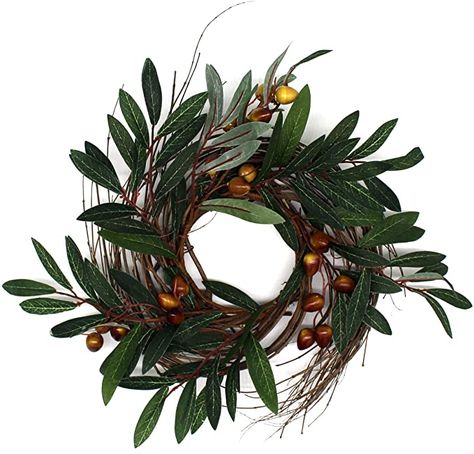 Amazon.com: CVHOMEDECO. Rustic Country Artificial Olive Branch and Twig Wreath, Year Round Full Green Wreath for Indoor or Outdoor Display, 12-Inch: Home & Kitchen Fall Candle Rings, Olive Wreath, Porch Windows, Christmas Wreaths & Garlands, Small Wreaths, Twig Wreath, Outdoor Display, Wreath Hanger, Green Wreath