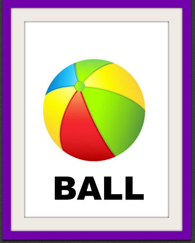 Ball Front Ball Flashcard, Alphabet Word Wall Cards, Abc Flashcards Printable, Alphabet Word Wall, Preschool Charts, Alphabet Crafts Preschool, Teach English To Kids, Physical Education Lessons, Preschool Fine Motor Activities