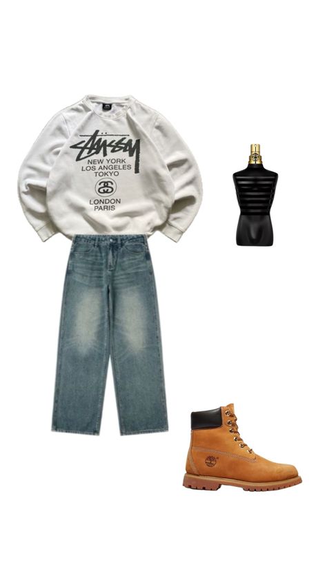 Timberland,stussy world tour hoodie,Jean paul Gaultier perfume.