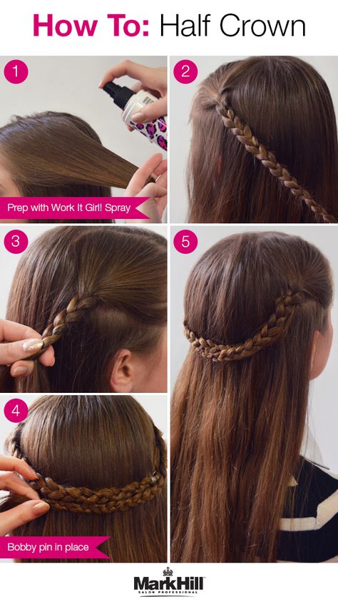 Dance Hairstyles Competition Easy, Braid Crown Half Up, Crown Braid Tutorial, Braid Crown Tutorial, Trendy Braids, Princess Hairstyle, Braided Crown Hairstyles, Pageant Wear, Hairstyle Examples