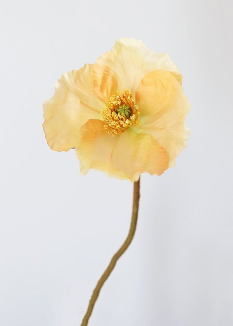 Poppy Flower Aesthetic, Accordion Hanger, Yellow Poppy Flower, Diy Wedding Flowers Bouquet, Yellow Poppy, Summer Wedding Diy, Fake Hydrangeas, Summer Wedding Bouquets, Wedding Flowers Summer