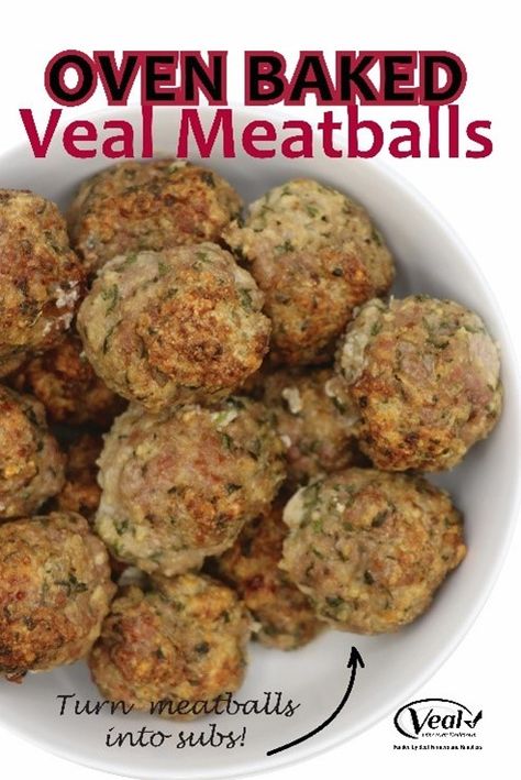 Get creative by trying some different and new flavors by turning these meatballs into a sub with your fav flavors, BBQ or Italian, or even Buffalo! Veal Meatballs Recipe, Oven Meatballs, Veal Meatballs, Oven Baked Meatballs, Baked Meatballs, Veal Recipes, Meatball Bake, How To Cook Meatballs, Meatball Subs