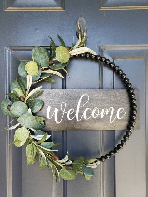 Joululahjat Diy, Modern Wreath, Door Signs Diy, Door Wreaths Diy, Deco Nature, Year Round Wreath, Rancho Cucamonga, Deco Floral, Front Door Wreath