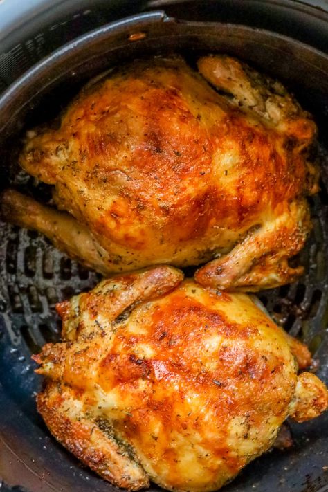 Cornish Hen In Air Fryer, Cornish Hen Recipes, Air Fryer Cornish Hen Recipe, Cooking Cornish Hens, Hen Recipes, Game Hen Recipes, Air Fryer Whole Chicken, Cornish Game Hen Recipes, Cornish Game Hens