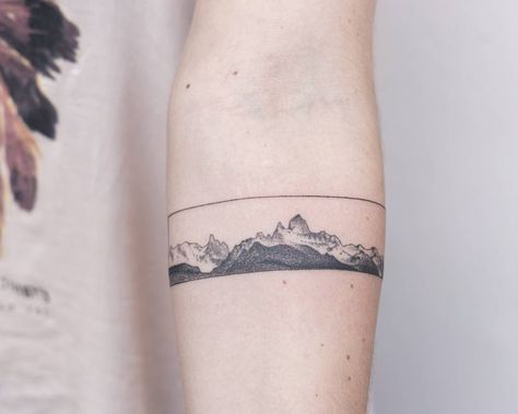 Darkside Tattoo, Tattoo Band, Cute Matching Tattoos, Nature Tattoo Sleeve, Tatoo Inspiration, Men Tattoos Arm Sleeve, Landscape Tattoo, Arm Band Tattoo, Mountain Tattoo