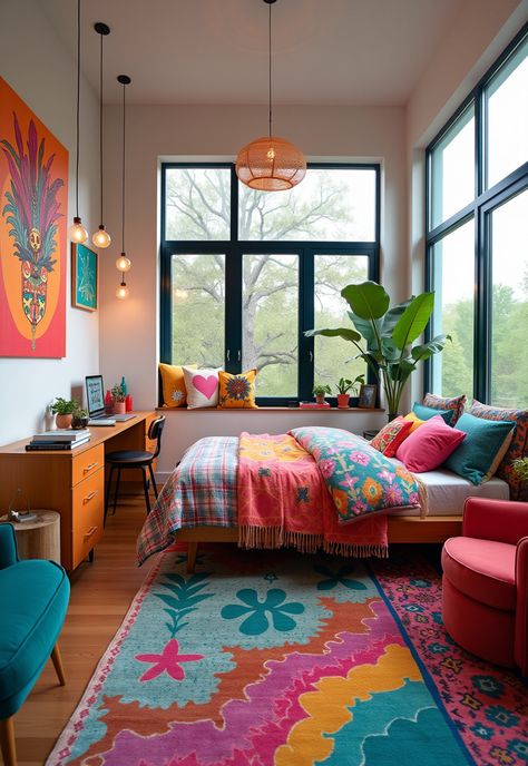 Boho Bedroom For Teens Turquoise Teen Room, Colorful Teen Bedroom, Teen Boho Bedroom, Bedroom Decor Bright, Bedroom For Teens, Teen Bedroom Colors, Boho Room Inspiration, Bedroom Ideas For Teens, Colorful Boho Bedroom