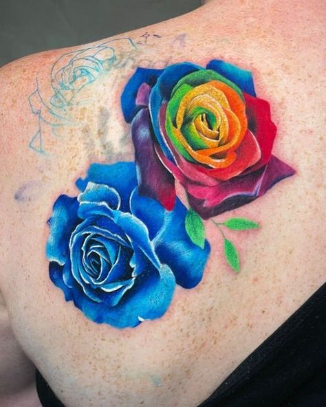 Rainbow Rose Tattoo, Rose Tattoos For Women, Rose Tattoo Design, Rainbow Roses, Realism Tattoo, Rose Tattoos, Get A Tattoo, Rose Tattoo, Tattoo Styles