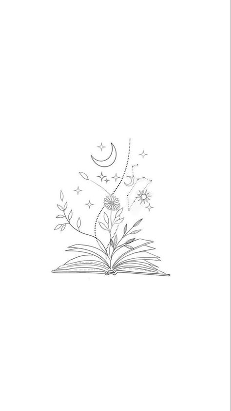 Tattoo Ideas Transformation, Cute Fine Line Drawings, Tattoo Ideas For Bookworms, Open Book Tattoo Ideas For Women, Small Book Related Tattoos, Fine Line Tattoos Ideas, Fine Line Tattoo Bookish, Book Related Tattoos Small, Fine Line Doodle Art