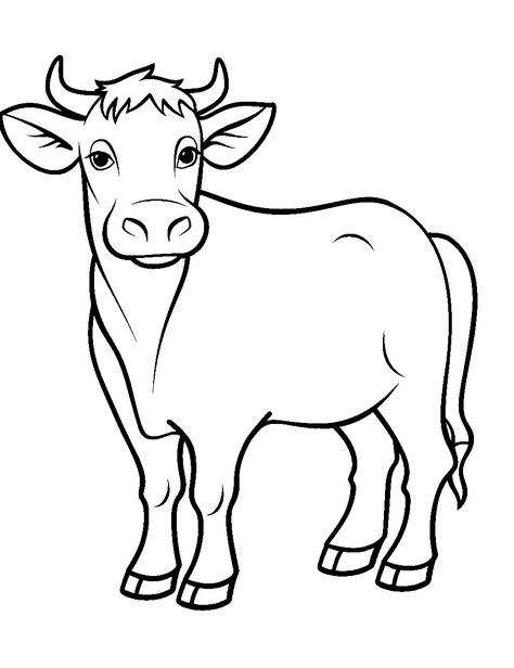 Preschooler’s Simple Bovine Coloring Page - A straightforward, uncomplicated cow design, easy for tiny hands to color. Cows Coloring Pages, Deer Drawing Easy, Football Coloring Pages, Cow Coloring Pages, Cow Drawing, Cow Colour, Kids Animals, Happy Cow