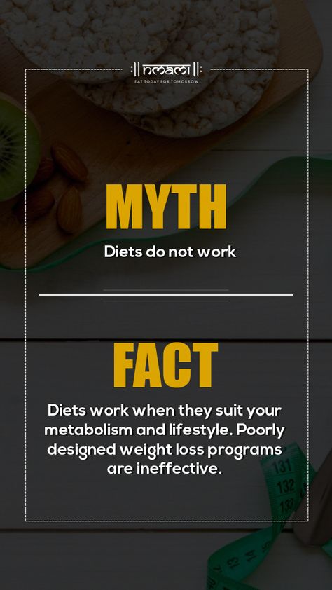 It is always advised to not take drastic step when you involve yourself in a diet program. Research work is very important and moreover, it is recommended to always consult a professional before taking up any diet program as this professional can help you figure out what will and will not work for you. #Nmamilife #NmamiLifeGirl #EatTodayForTomorrow #Nutrition #Nutritionist #Diet #Dietitian #Health #Lifestyle #Nmami #NmamiAgarwal Dietitian Instagram Post Ideas, Myth And Fact, Nutritionist Diet, Health Myths, Fact Of The Day, Nutrition And Dietetics, Diet Program, 140 Pounds, Lose 20 Pounds