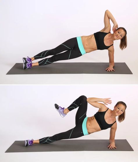 Seated Knee Tuck | 32 No-Equipment Ab Exercises You Can Do on a Mat | POPSUGAR Fitness Photo 17 Side Plank Crunch, Plank Exercise, Plank Variations, Side Crunches, Oblique Workout, Fitness Abs, Fall Fashions, Best Abs, Side Plank