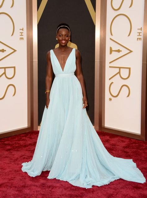 The 86th Annual Academy Awards where Lupita Nyong'o is nominated for Best Actress in a Supporting Role. Best Oscar Dresses Of All Time, Oscars 2014 Red Carpet, Best Oscar Dresses, Lupita Nyong, Prada Dress, Oscar Fashion, Lupita Nyong'o, Lauren Hutton, Marine Uniform