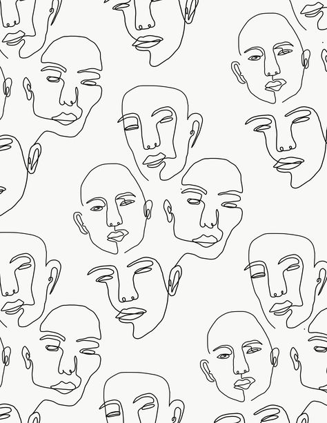 Contour Face Drawing, Face Pattern Drawing, Contour Drawing Face, Face Contour Drawing, Contour Line Drawing, Face Contour, School Murals, Drawing Pattern, Pen Art Drawings