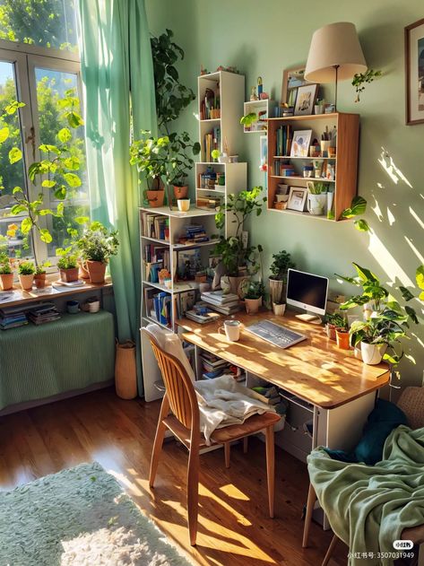 Artsy Aesthetic Home, Art Room Ideas Home, Maximalist Office Space, Japanese Maximalism, Wg Aesthetic, Colorful Academia Aesthetic, Small Art Room, Artsy Office, Small Home Office Design Ideas