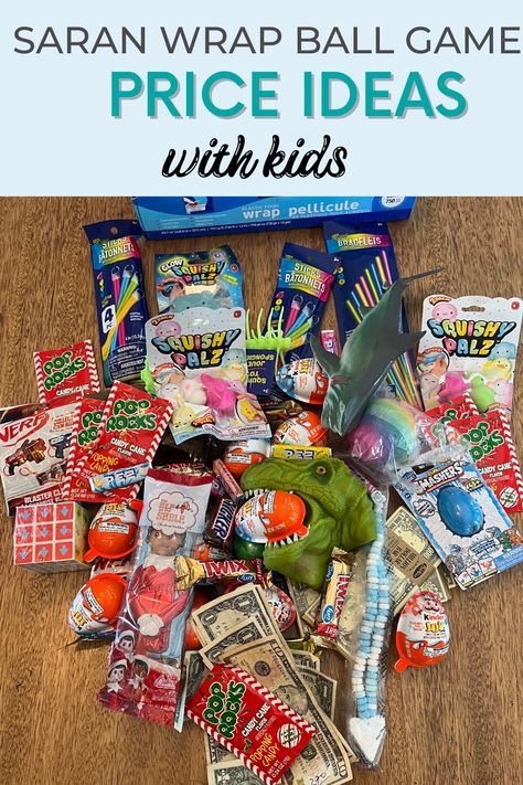 Game Prize Ideas, Bingo Prize Ideas, Wrap Ball Game, Saran Wrap Ball, Saran Wrap Game, Saran Wrap Ball Game, Kids Prizes, Prize Ideas, Fun Holiday Games