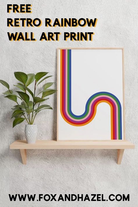 Free Wall Art Prints, Boho Home Ideas, Home Decor Ideas Boho, Boho Home Decor Ideas, Wall Art Tutorial, Free Wall Art, Colorful Murals, Rainbow Wall Art, Upcycling Projects