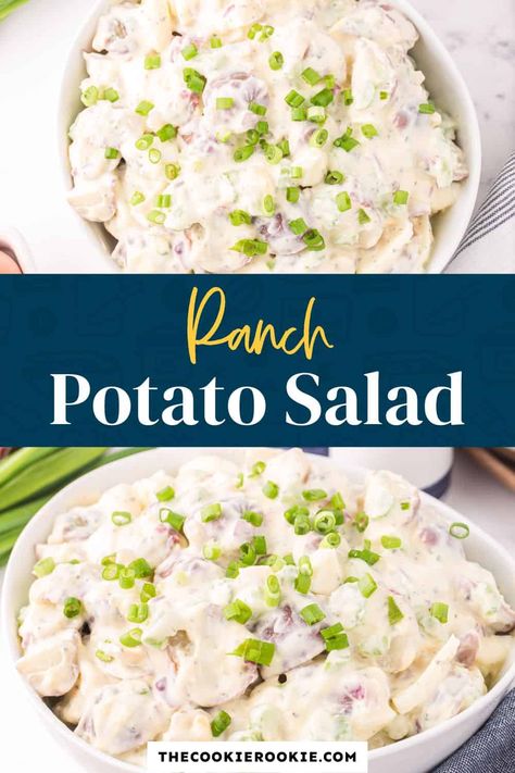 Bacon Ranch Potato Salad, Making Potato Salad, Ranch Potato Salad, Potatoe Salad, Red Potato Salad, Comfort Pasta, Potato Salads, Creamy Ranch, The Cookie Rookie