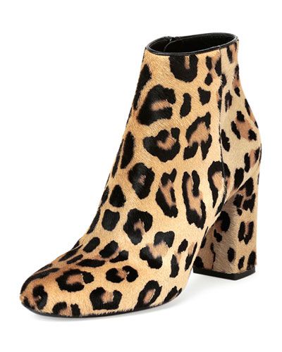 Saint Laurent Leopard-Print Calf-Hair Ankle Boot, Natural Faux Boots, Boots Leopard, Short Heel Boots, Leopard Ankle Boots, Leopard Print Booties, Leopard Print Boots, Leopard Boots, Print Boots, Yves Saint Laurent Shoes