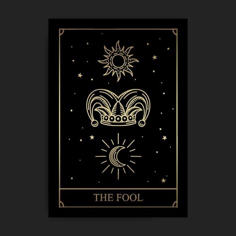 The fool magic major arcana tarot card in golden hand drawn style The Fool Tarot Card, Fool Tarot Card, Tarot The Fool, Golden Clouds, The Fool Tarot, Major Arcana Tarot, Arcana Tarot, Tarot Major Arcana, Tarot Cards Art