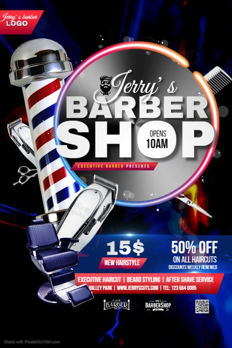 Shop Flyer Design, Barber Shop Poster, Barber Poster, Barber Logo, School Flyer, Poster Template Free, Barber Shop Decor, Poster Template Design, Invert Colors